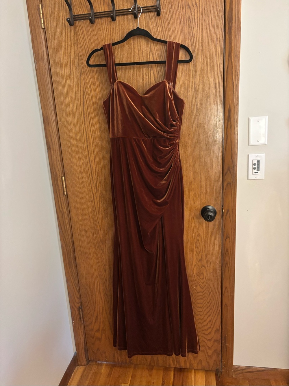 Revelry Velvet Maxi Dress in Rust